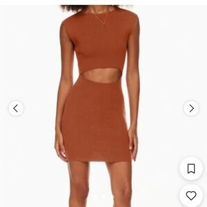Brown/ burnt orange mini dress from Aritzia.